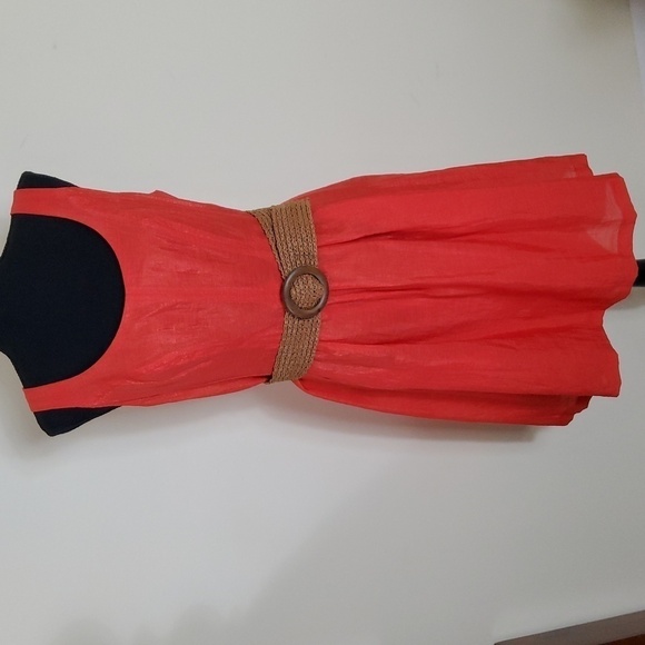 Nine West Dresses & Skirts - Nine West Orange Belted Fit & Flare Dress Size 10